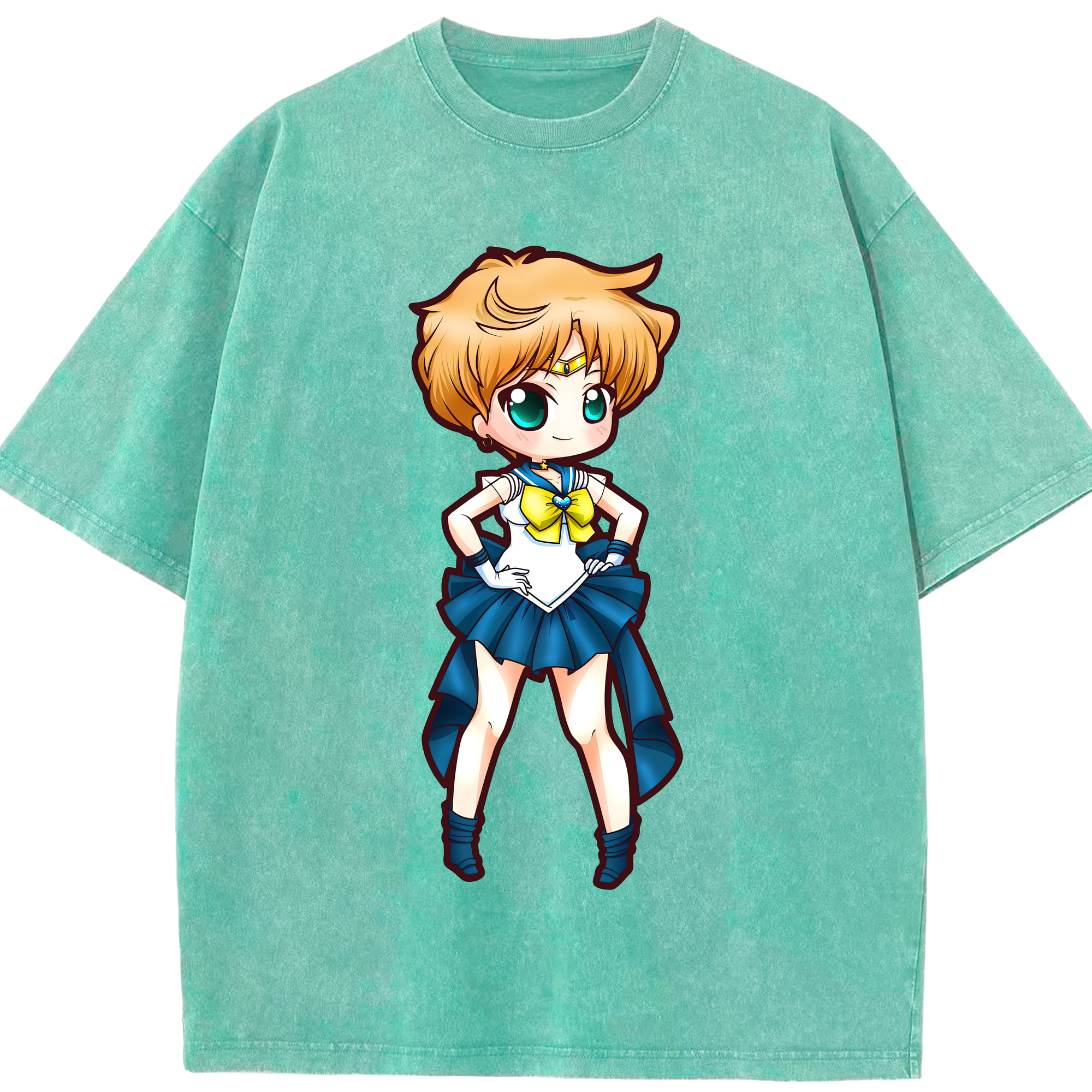 （画像用） 美少女戦士セーラームーン 天王はるか Sailor Moon Tenoh Haruka 綿100% ヴィンテージ風 半袖Tシャツ（フロントプリント）